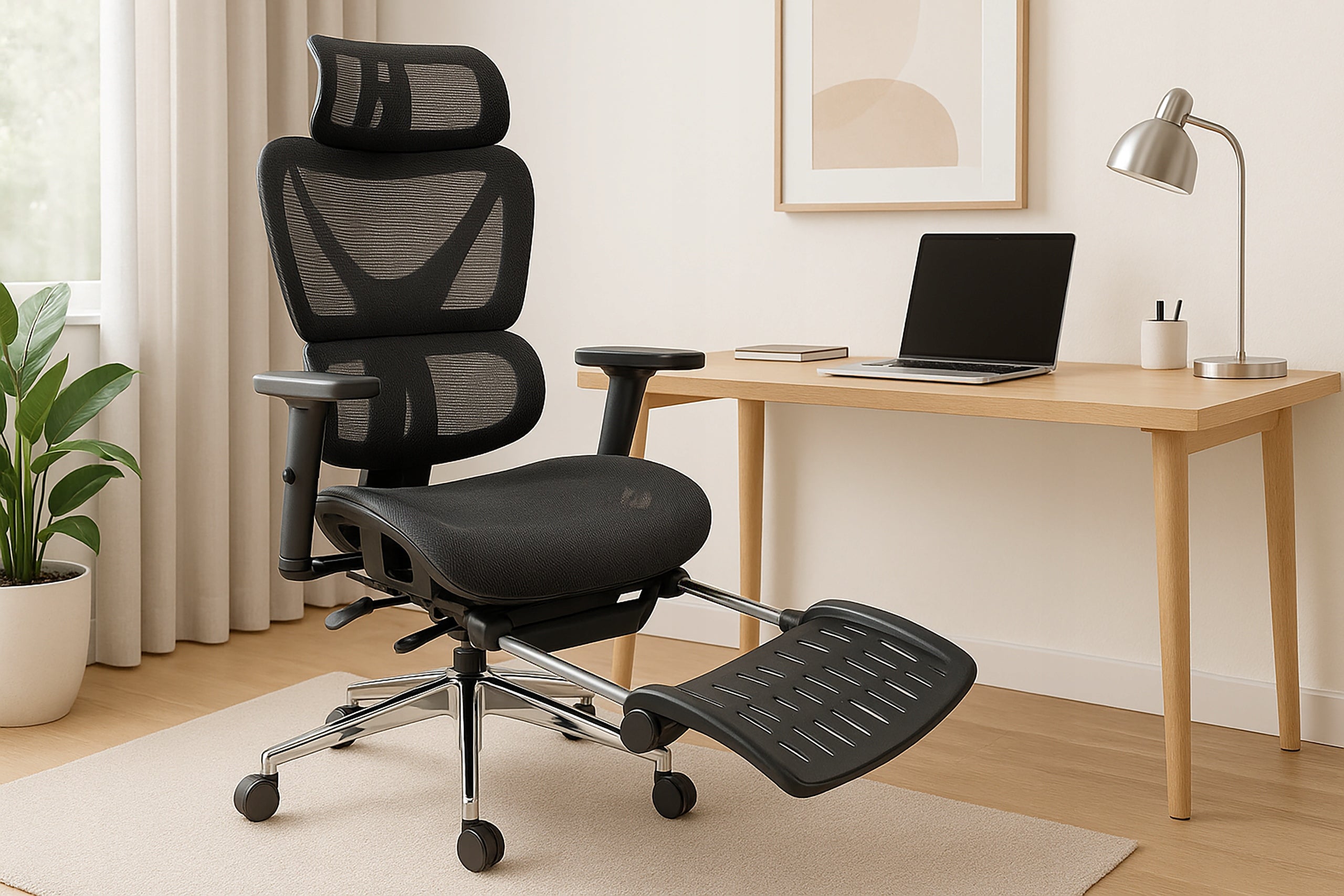 OFFICE CHAIR ERGONOMIC CHAIR HEADREST ADJUSTABLE FOOTREST KB106 BLACK Manufacturer code Meb000294
