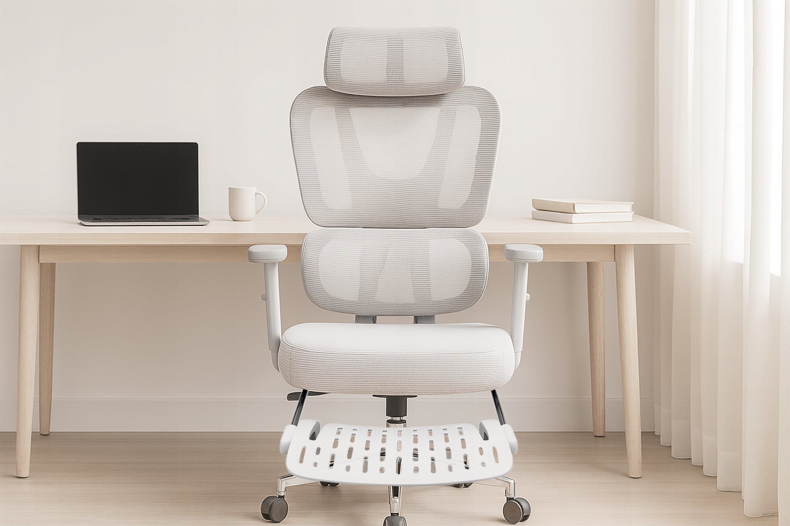 OFFICE CHAIR ERGONOMIC CHAIR HEADREST ADJUSTABLE FOOTREST KB107 GREY Manufacturer code Meb000296