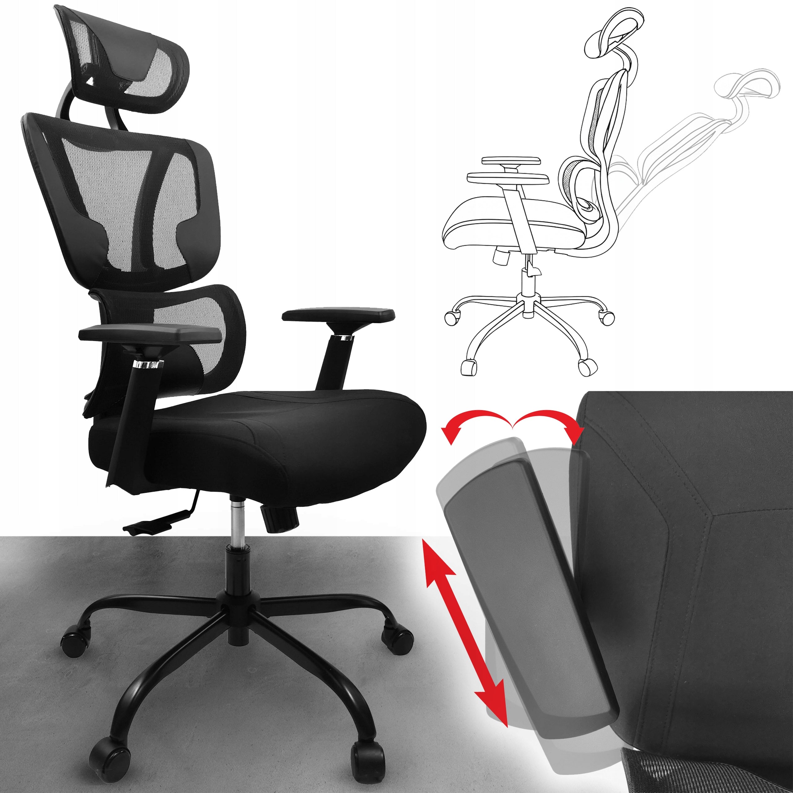 OFFICE CHAIR ERGONOMIC CHAIR HEADREST ADJUSTMENT MODERN KG101 Packaging status original