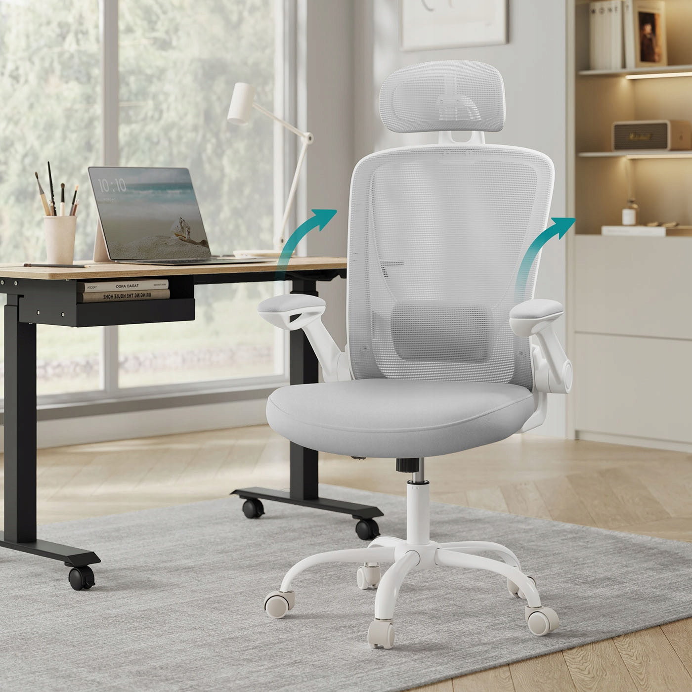 OFFICE CHAIR ERGONOMIC CHAIR WITH BACKREST GREY SONGMICS COMFORTABLE Brand Songmics
