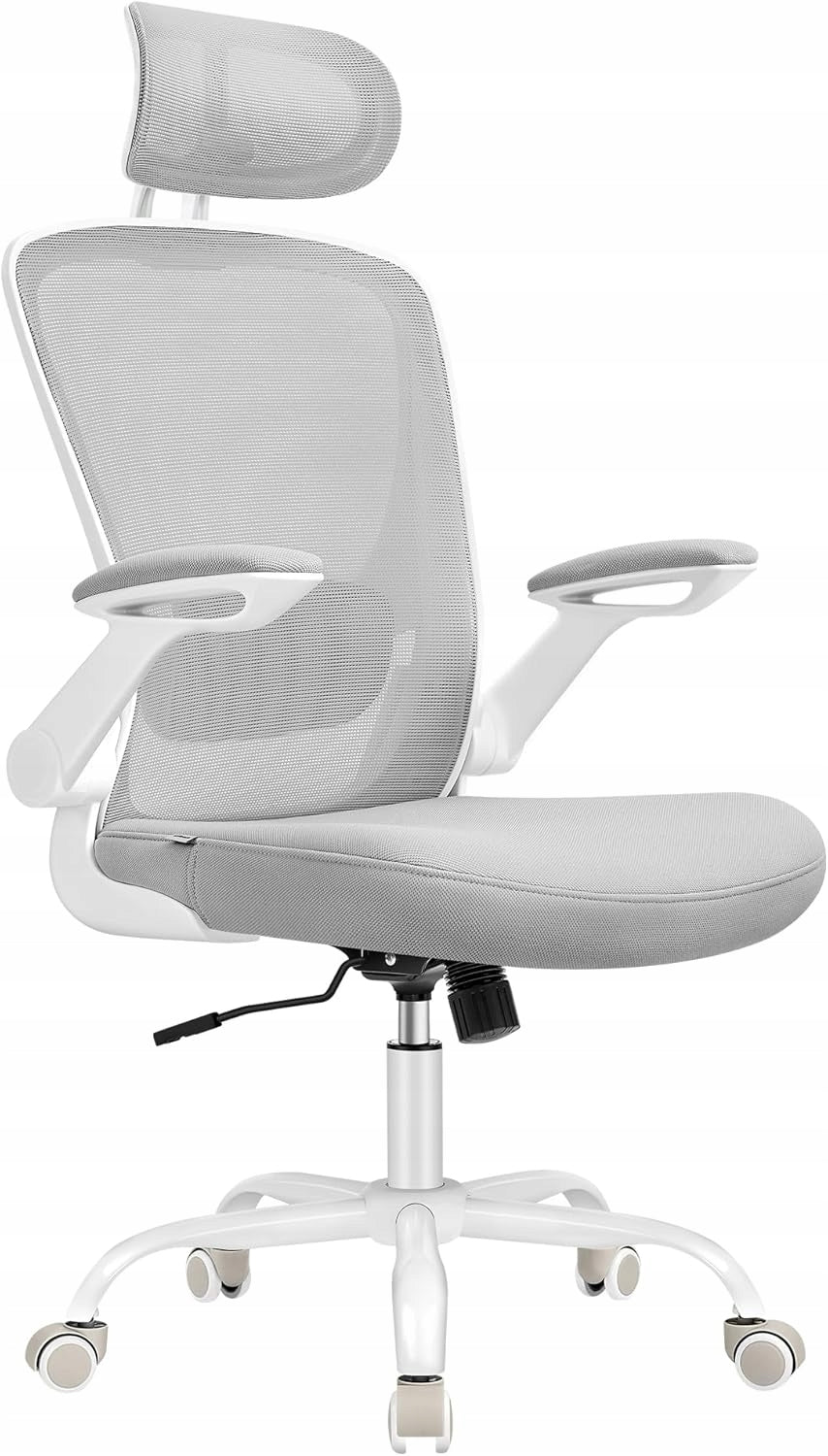 OFFICE CHAIR ERGONOMIC CHAIR WITH BACKREST GREY SONGMICS COMFORTABLE