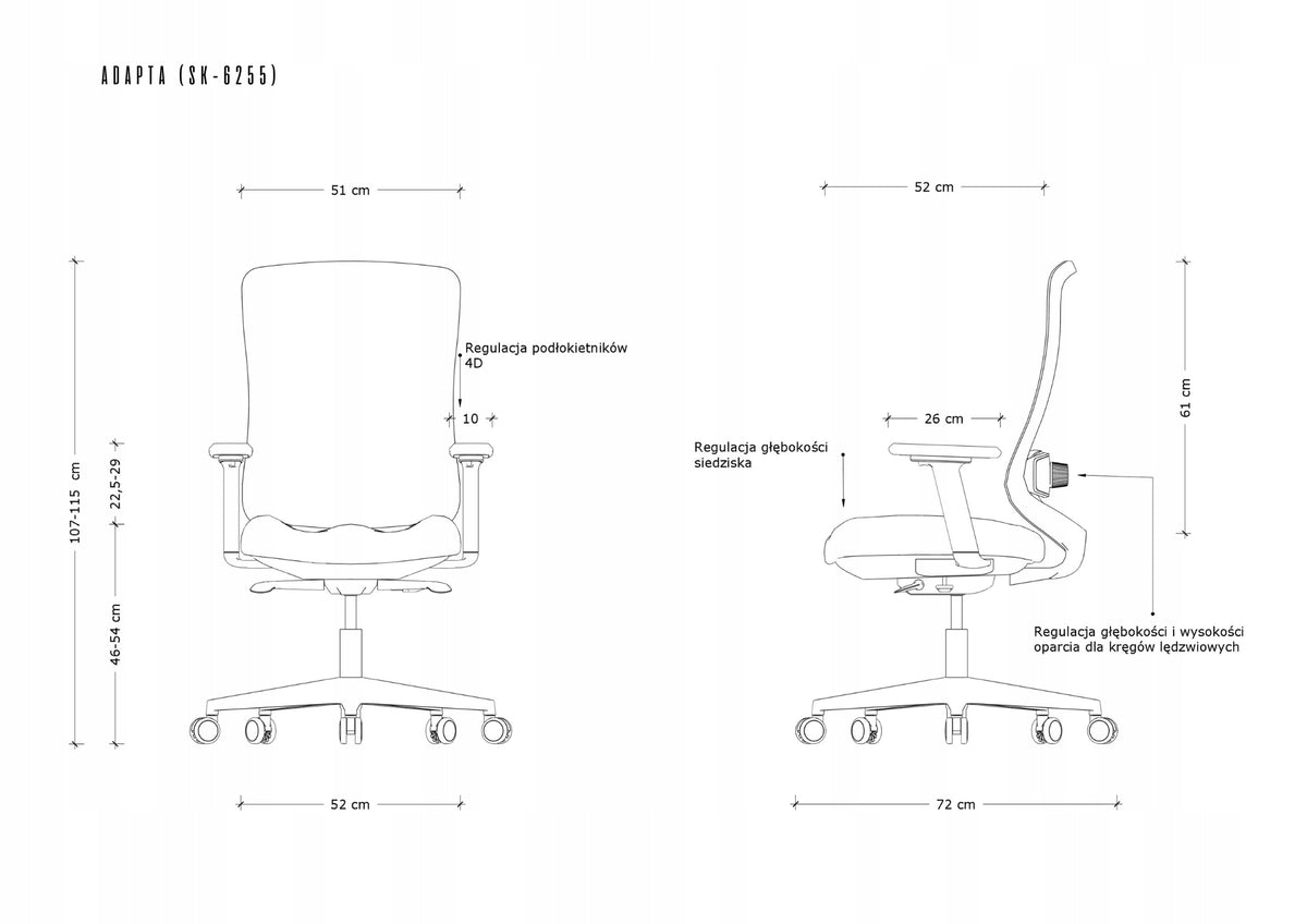 OFFICE CHAIR ERGONOMIC SWIVEL ADAPTA M DESK CHAIR BLACK Brand Unique