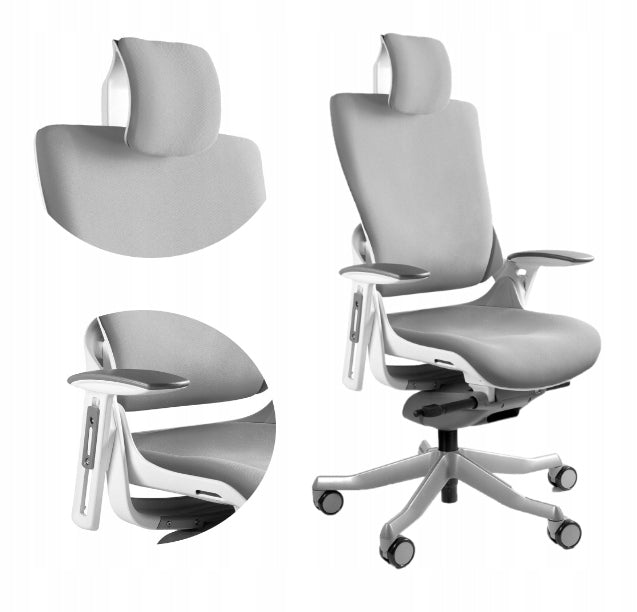OFFICE CHAIR ERGONOMIC SWIVEL WAU 2 WHITE GREY DESK CHAIR