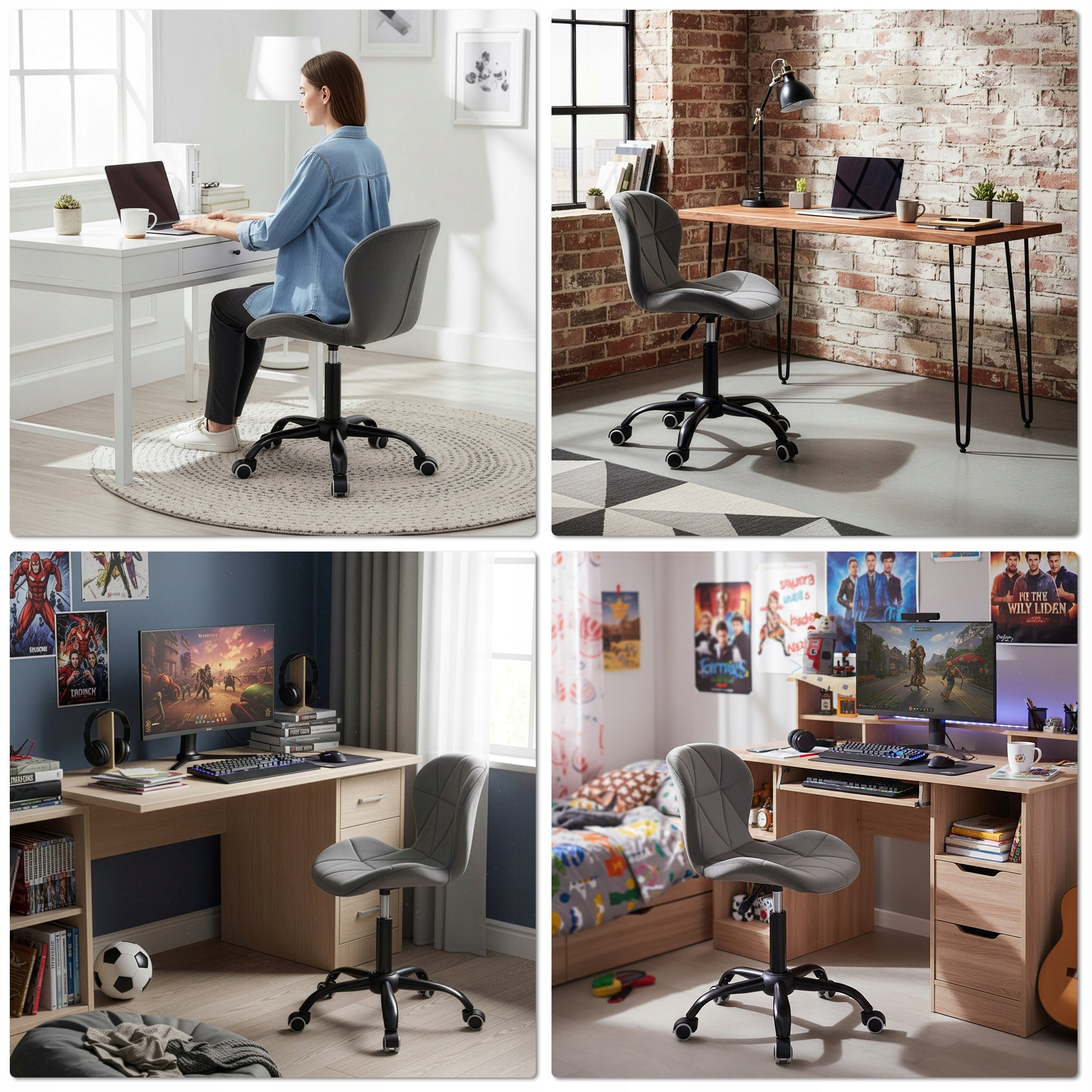 OFFICE CHAIR ERGONOMIC VELOUR SWIVEL CHAIR ON WHEELS FOR DESK EAN (GTIN) 5905523066814