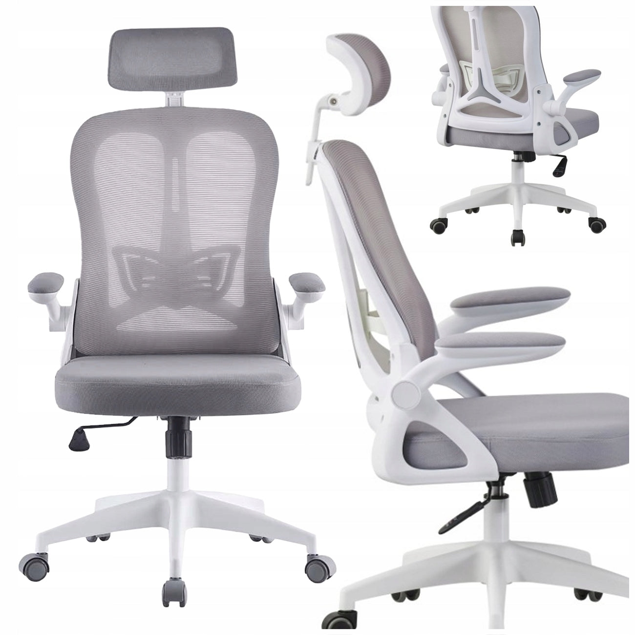OFFICE CHAIR HORSEKING SWIVEL ERGONOMIC MATERIAL ADJUSTABLE GREY