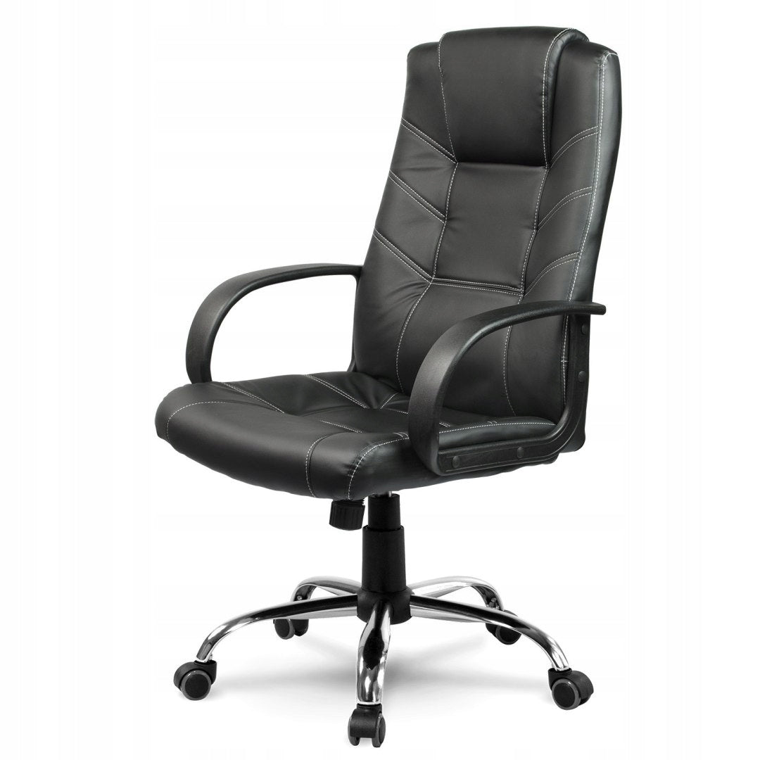 OFFICE CHAIR LEATHER BLACK SWIVEL TILT FAUX LEATHER RUBBER WHEELS COMFORTABLE Manufacturer code 2210EG221ZU
