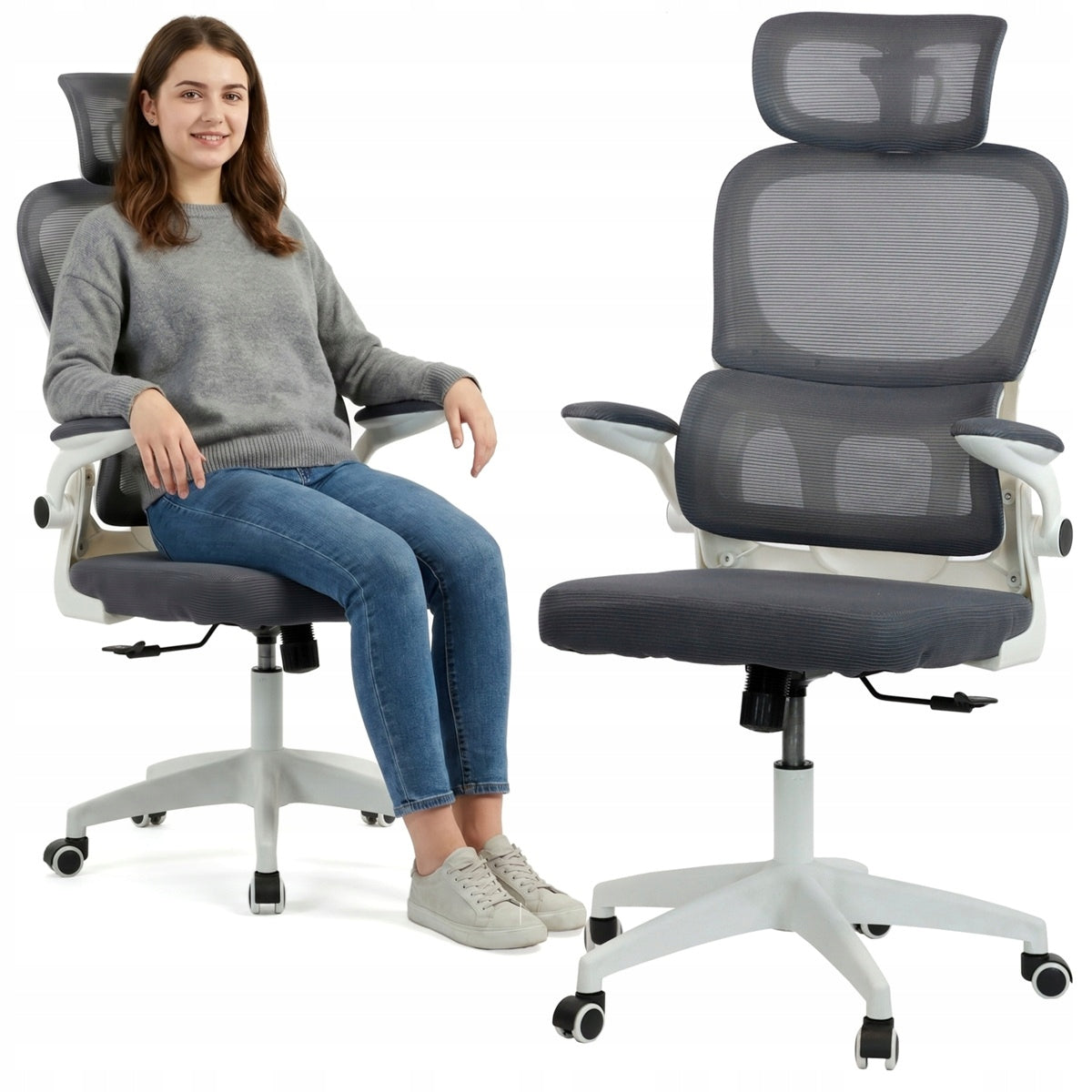 OFFICE CHAIR MATERIAL OFFICE CHAIR ADJUSTABLE SWIVEL WHITE MESH Packaging status original
