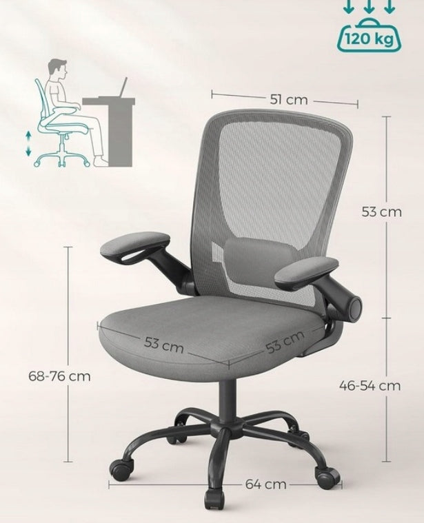 OFFICE CHAIR SONGMICS ERGONOMIC GREY ADJUSTABLE 120 KG Manufacturer code OBN037G01