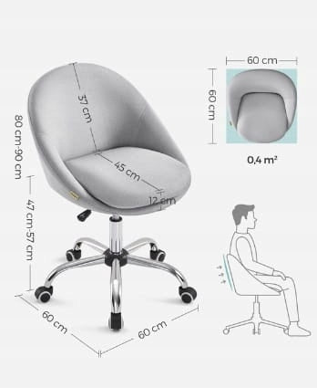 OFFICE CHAIR SONGMICS OFFICE – SWIVEL | ADJUSTABLE HEIGHT GREY Packaging status original