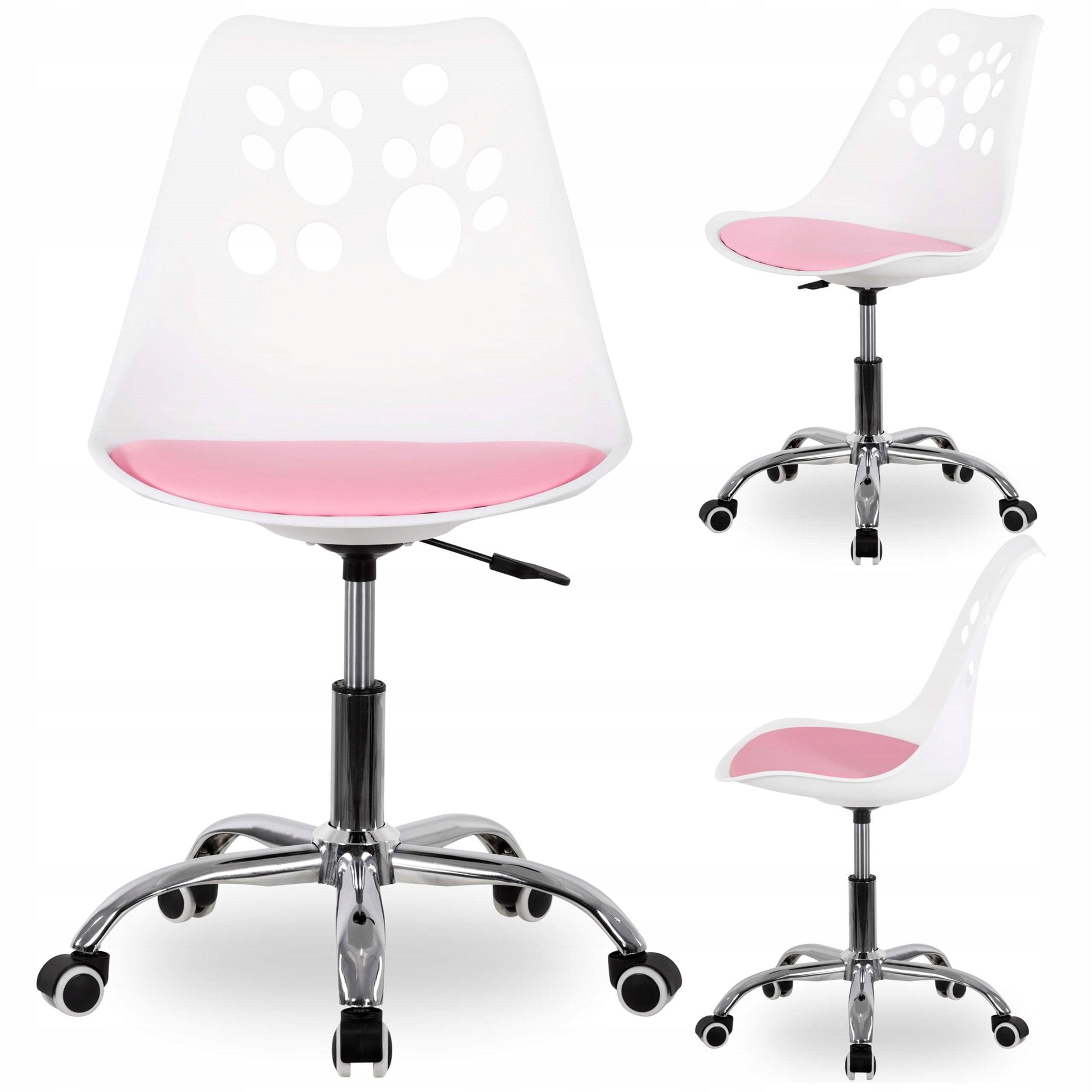 OFFICE CHAIR SPRINGOS FOR CHILDREN ERGONOMIC SWIVEL WHITE-PINK