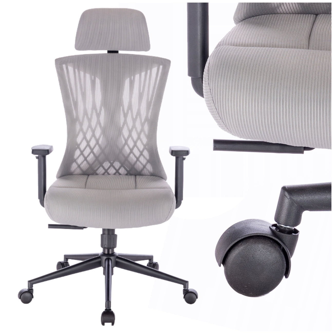 OFFICE CHAIR SWIVEL CHAIR ERGONOMIC MESH GREY COMFORTABLE BACKREST