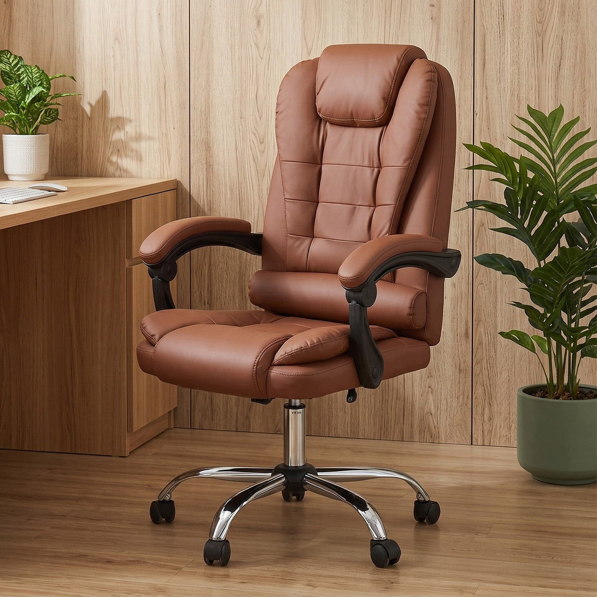 OFFICE CHAIR SWIVEL CHAIR ERGONOMIC SOFT ADJUSTABLE LARGE BROWN Packaging status original