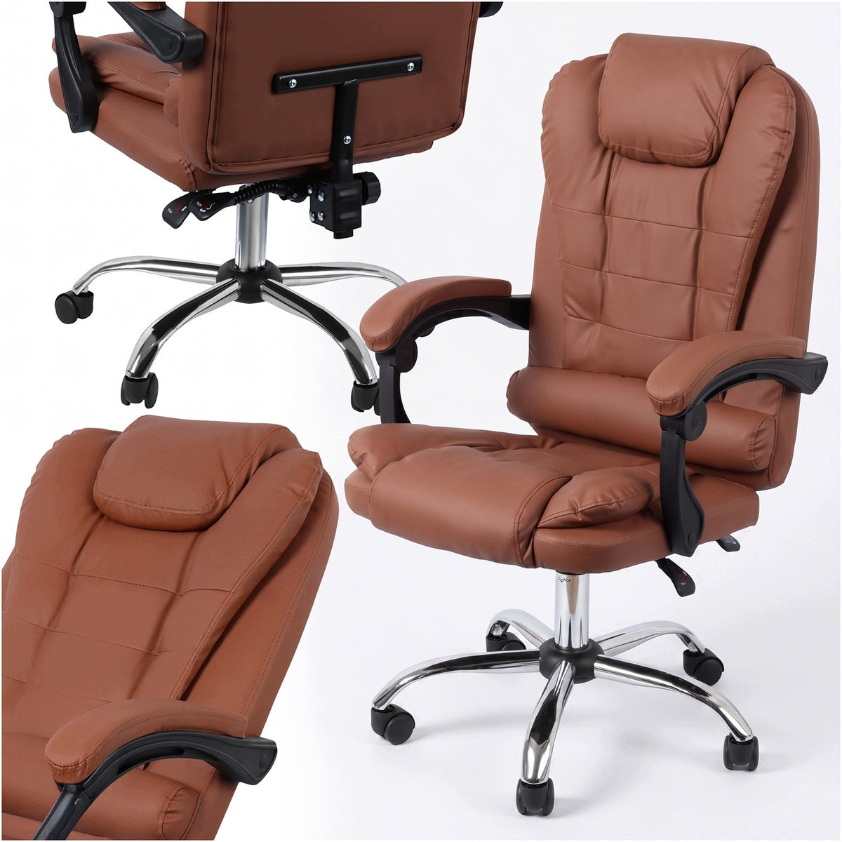 OFFICE CHAIR SWIVEL CHAIR ERGONOMIC SOFT ADJUSTABLE LARGE BROWN
