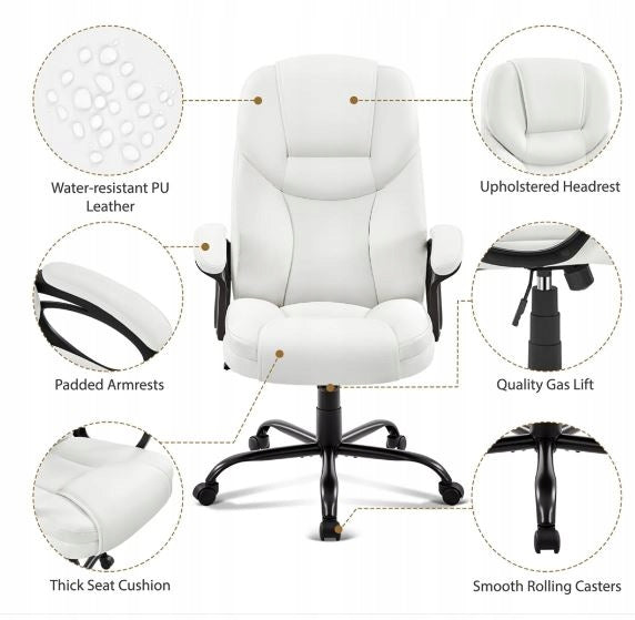 OFFICE CHAIR SWIVEL CHAIR Ergonomic Yaheetech white ECO LEATHER EAN (GTIN) 4099917121744