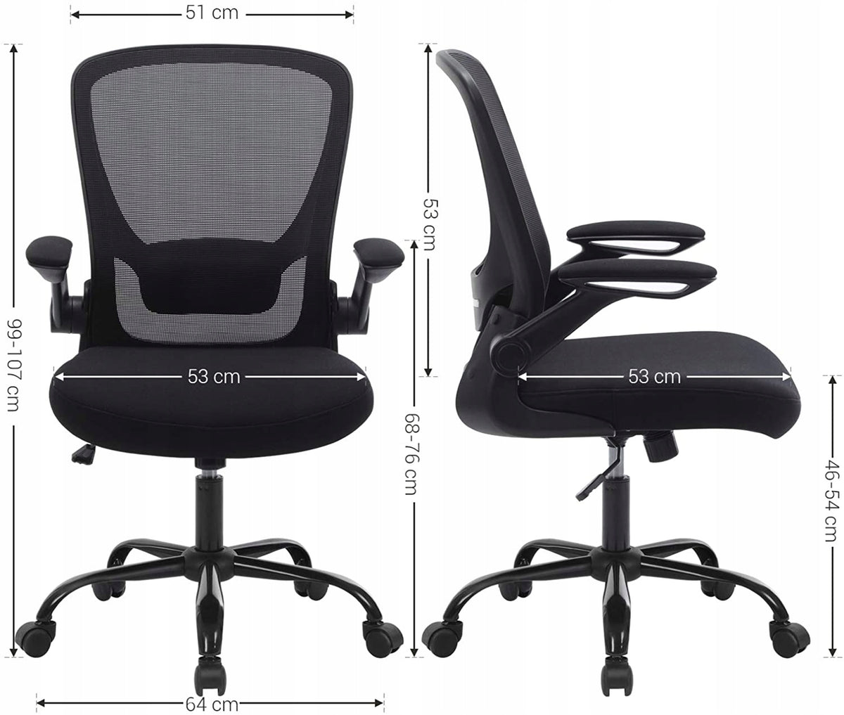 OFFICE CHAIR SWIVEL DESK CHAIR ERGONOMIC MESH BLACK 120KG Brand Songmics