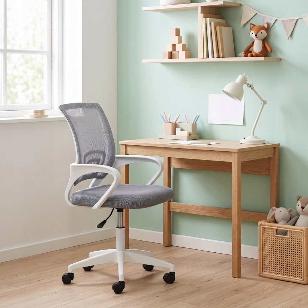 OFFICE CHAIR SWIVEL DESK CHAIR OFFICE MICRO MESH GREY COMFORTABLE Manufacturer code 1x682 DO BIURKA NAUKI DLA DZIECKA