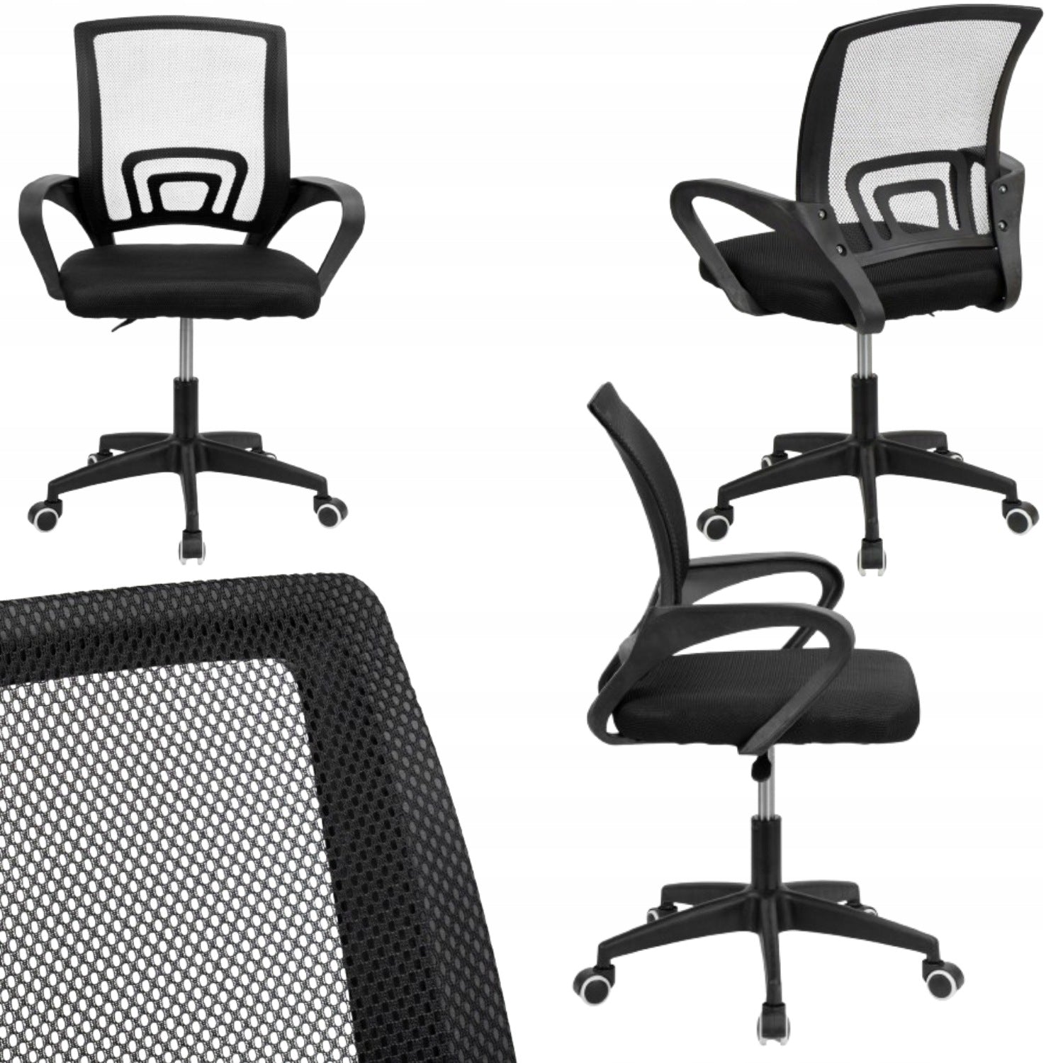 OFFICE CHAIR SWIVEL DESK CHAIR SWIVEL BLACK ADJUSTABLE