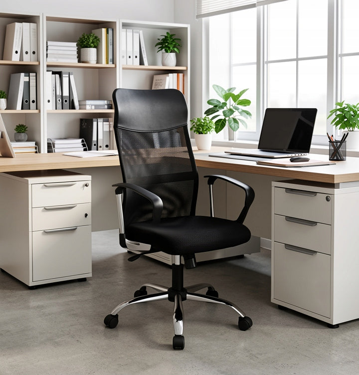 OFFICE CHAIR SWIVEL ERGONOMIC BLACK COMFORTABLE OFFICE FAME CHAIR Packaging status original