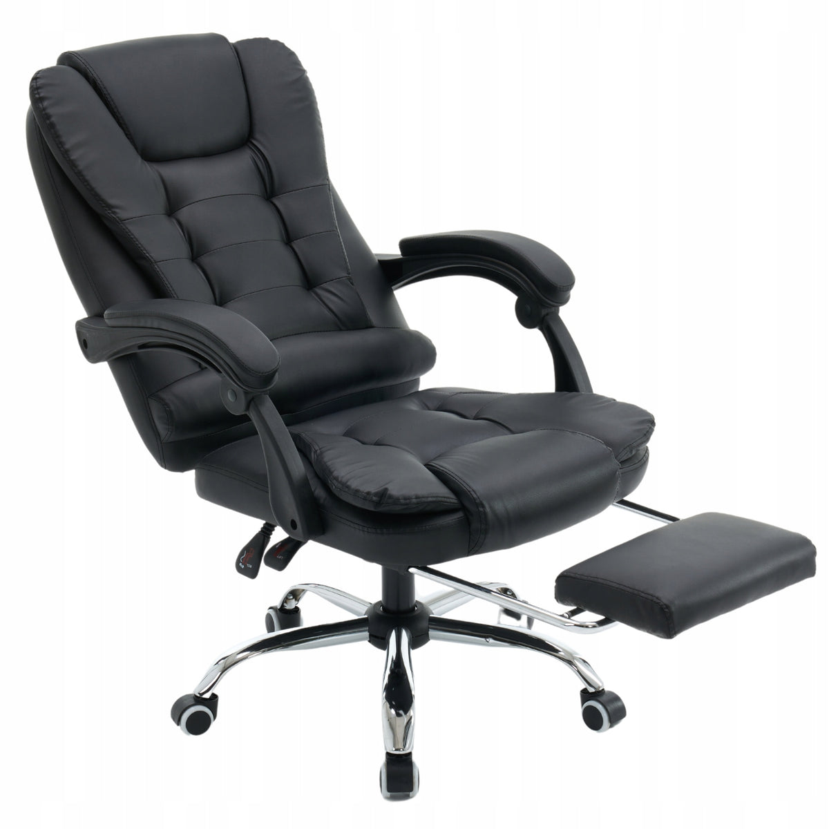 OFFICE CHAIR SWIVEL ERGONOMIC LEATHER BLACK FOOTREST Packaging status original