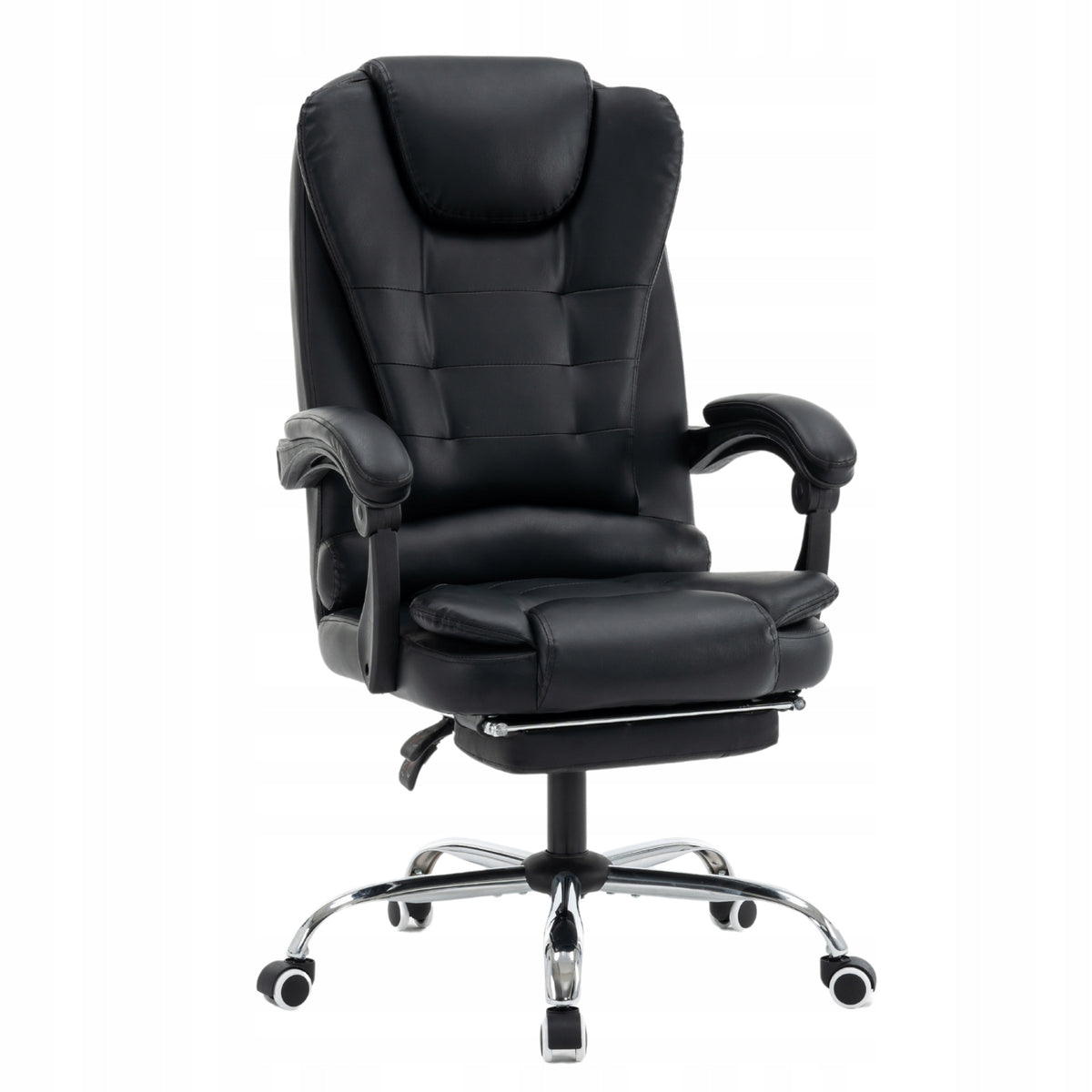 OFFICE CHAIR SWIVEL ERGONOMIC LEATHER BLACK FOOTREST