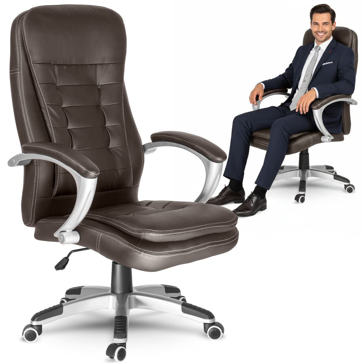 OFFICE CHAIR SWIVEL ERGONOMIC OFFICE CHAIR SWIVEL DARK BROWN