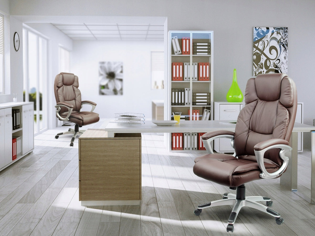 OFFICE CHAIR SWIVEL FAUX LEATHER OFFICE CHAIR COMFORT BROWN Packaging status original