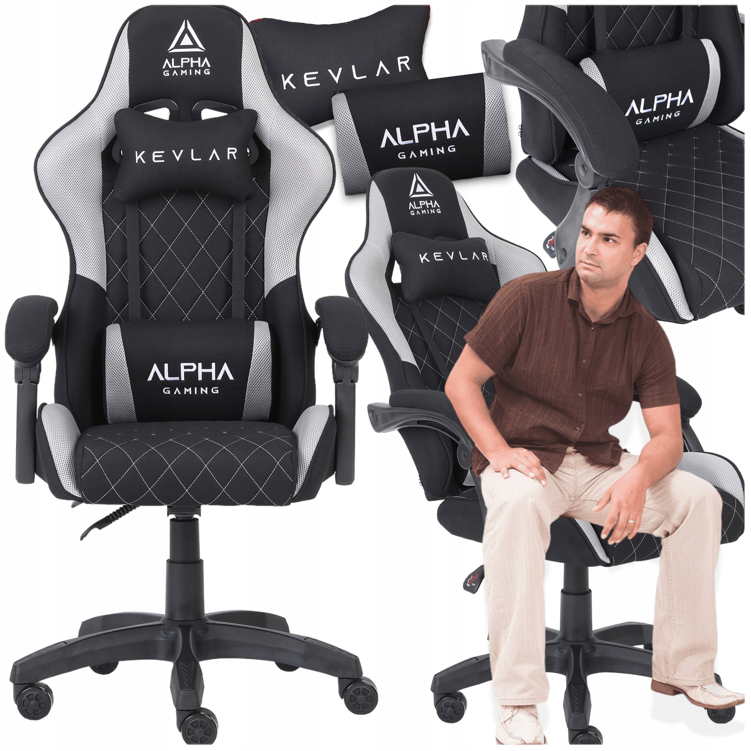 OFFICE CHAIR SWIVEL MATERIAL ALPHA GAMING KEVLAR GREY