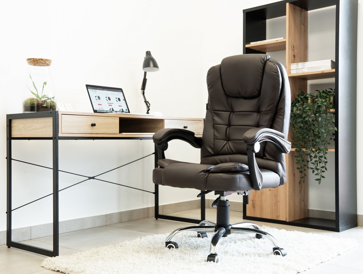OFFICE CHAIR SWIVEL OFFICE CHAIR FOR OFFICE ROOM ADJUSTABLE BROWN Packaging status original