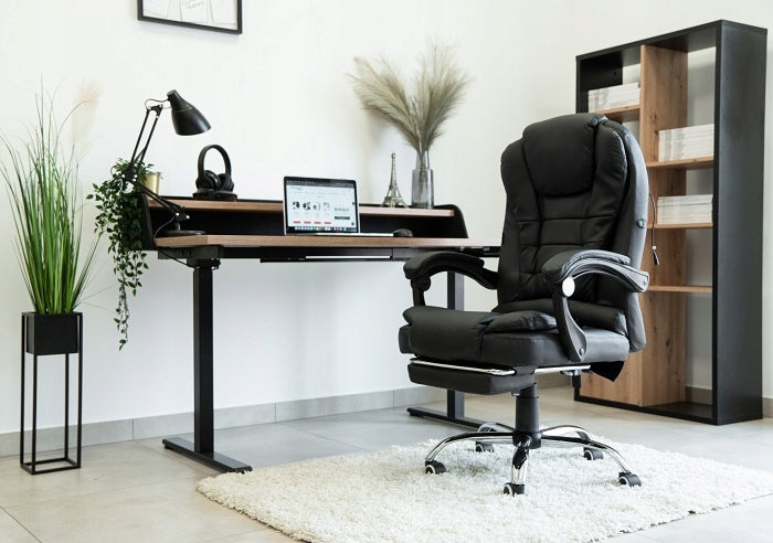 OFFICE CHAIR SWIVEL OFFICE CHAIR FOR OFFICE ROOM BLACK Manufacturer code Fotel biurowy skorzany z podnozkiem