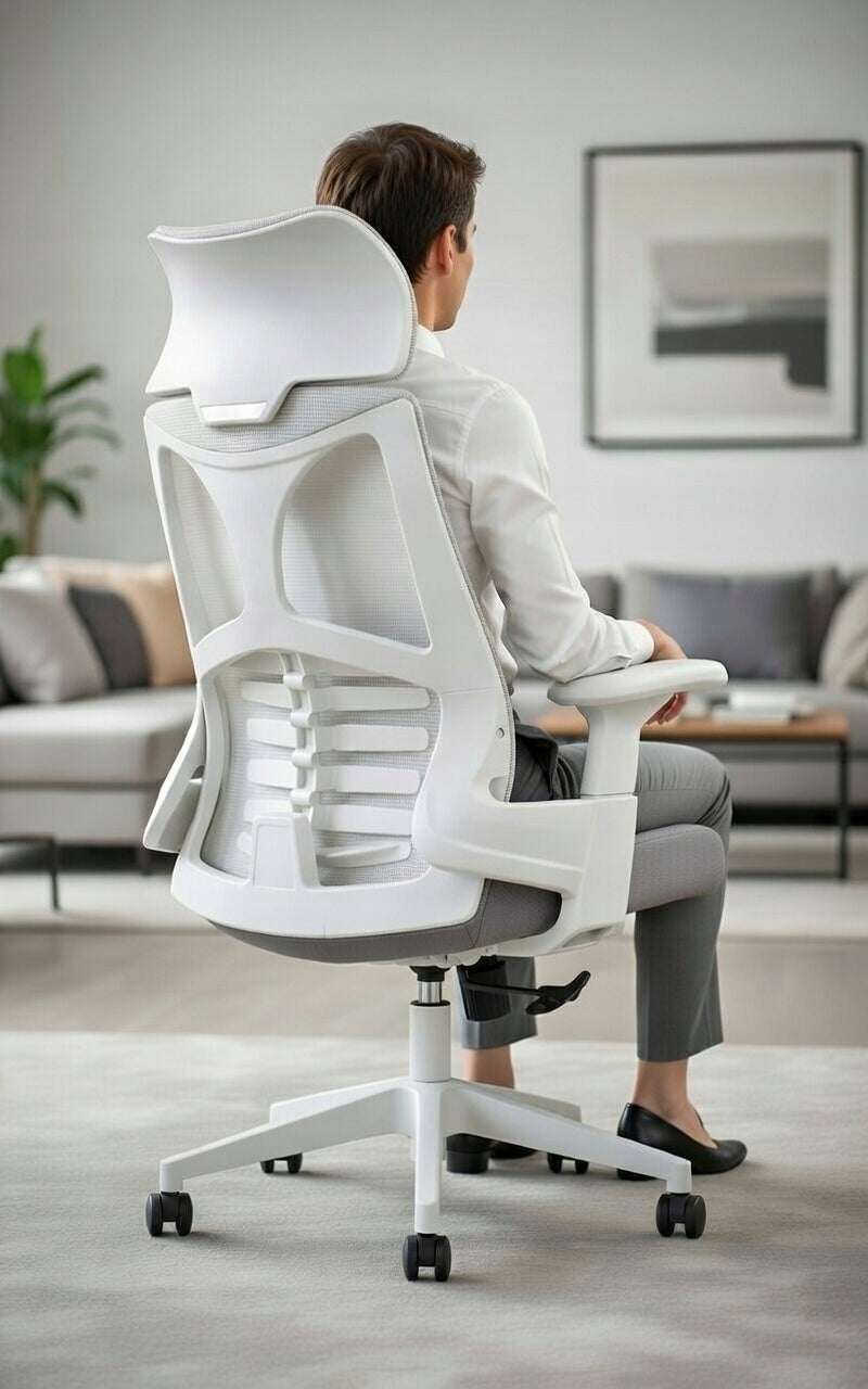 OFFICE CHAIR SWIVEL OFFICE CHAIR WHITE ERGONOMIC MESH Packaging status original
