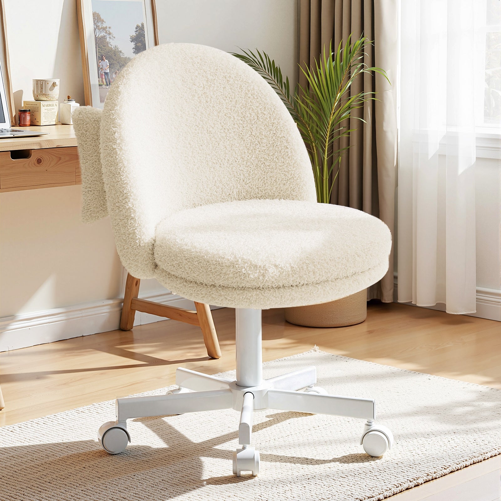 OFFICE CHAIR Swivel without Armrests ADJUSTABLE Teddy-Plusz White