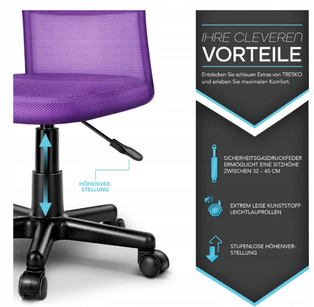 OFFICE CHAIR TRESKO PURPLE SWIVEL ADJUSTABLE HEIGHT Medical device no