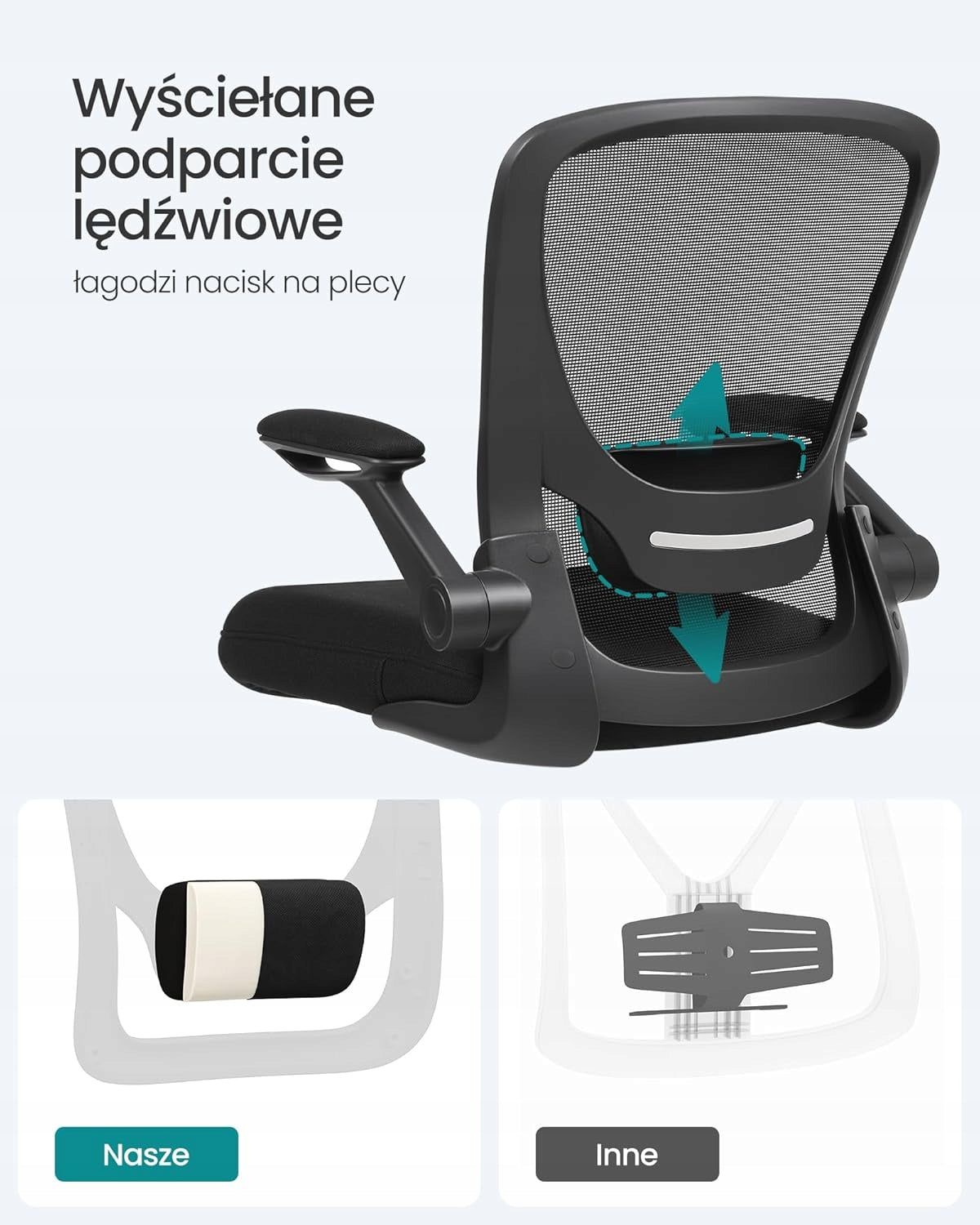 OFFICE CHAIR WITH FOLDING ARMRESTS ON WHEELS BLACK Manufacturer code KRZESŁO BIUROWE PODŁOKIETNIKAMI SKŁADANE CZAR