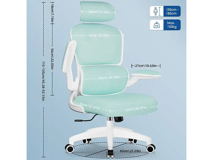 OFFICE CHAIR WITH HEADREST AND LUMBAR SUPPORT ERGONOMIC Packaging status original