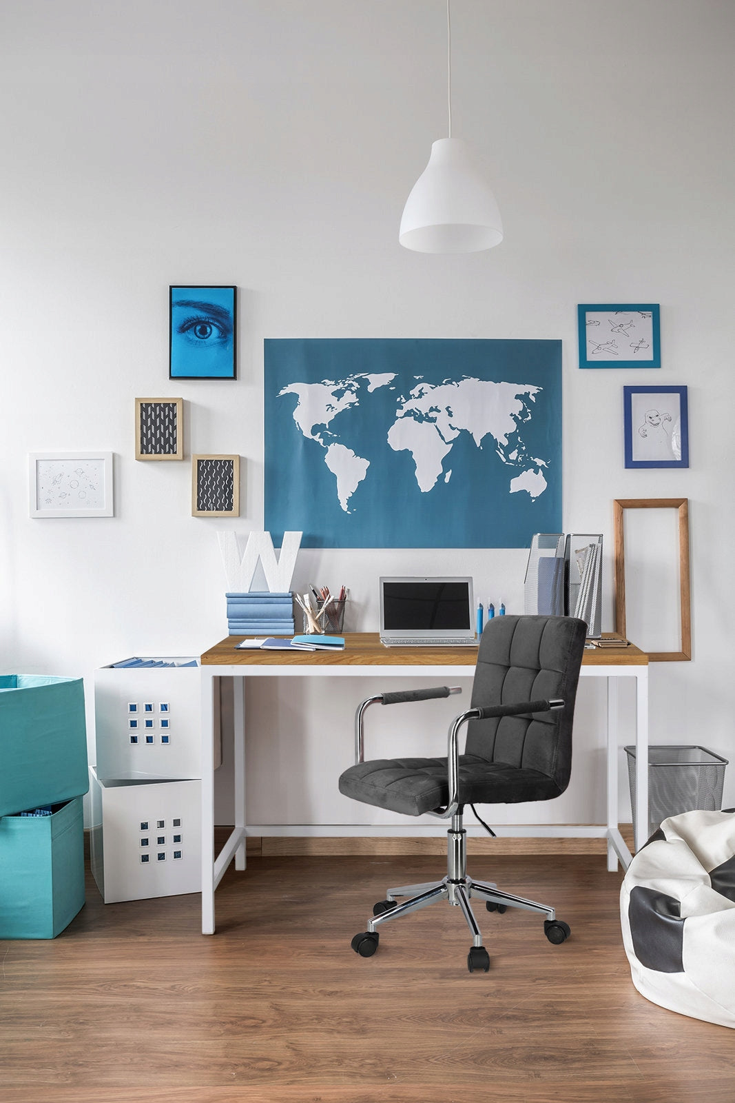 OFFICE CHAIR black VELVET UPHOLSTERED Cosmo Arm Brand Intesi