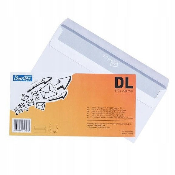 OFFICE ENVELOPE DL SK SELF-ADHESIVE WHITE WITH FOIL WINDOW FOR LETTERS