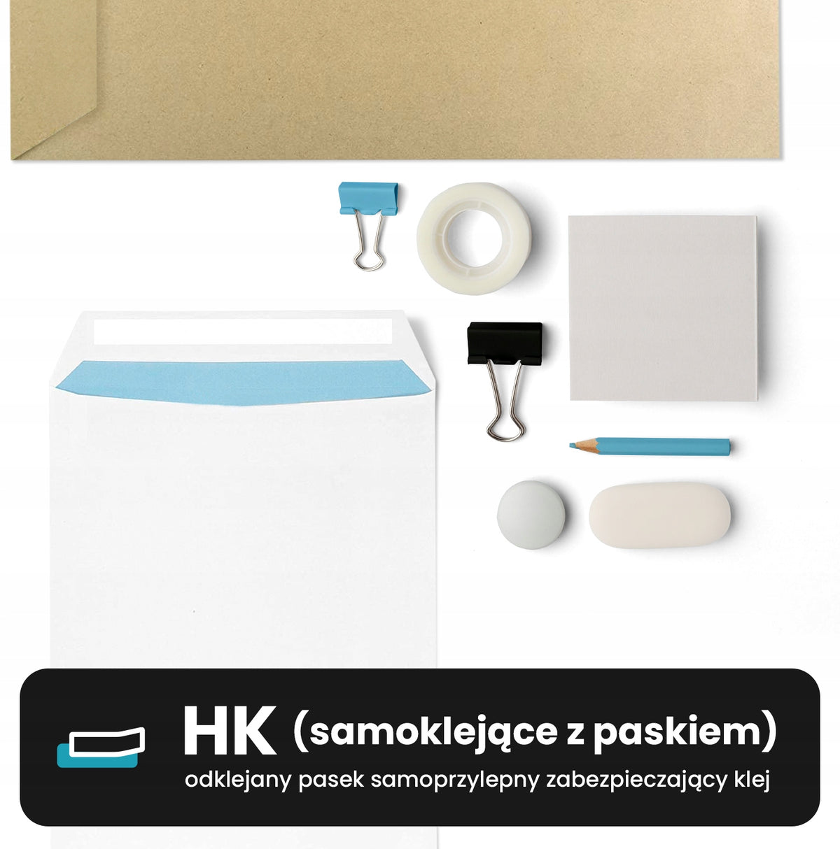 OFFICE ENVELOPES C5 HK LETTER SELF-STICKING WITH STRAP BROWN ON A5 50 PIECES Brand Netuno