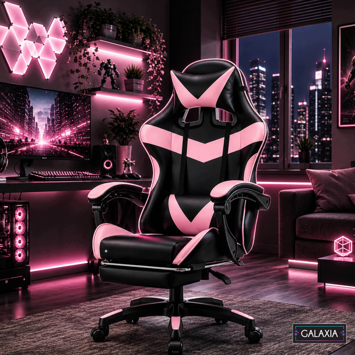 OFFICE GAMING CHAIR Rotating Bucket For Player Gaming Chair PINK Manufacturer code Fotele Gamingowe Krzesło Obrotowe