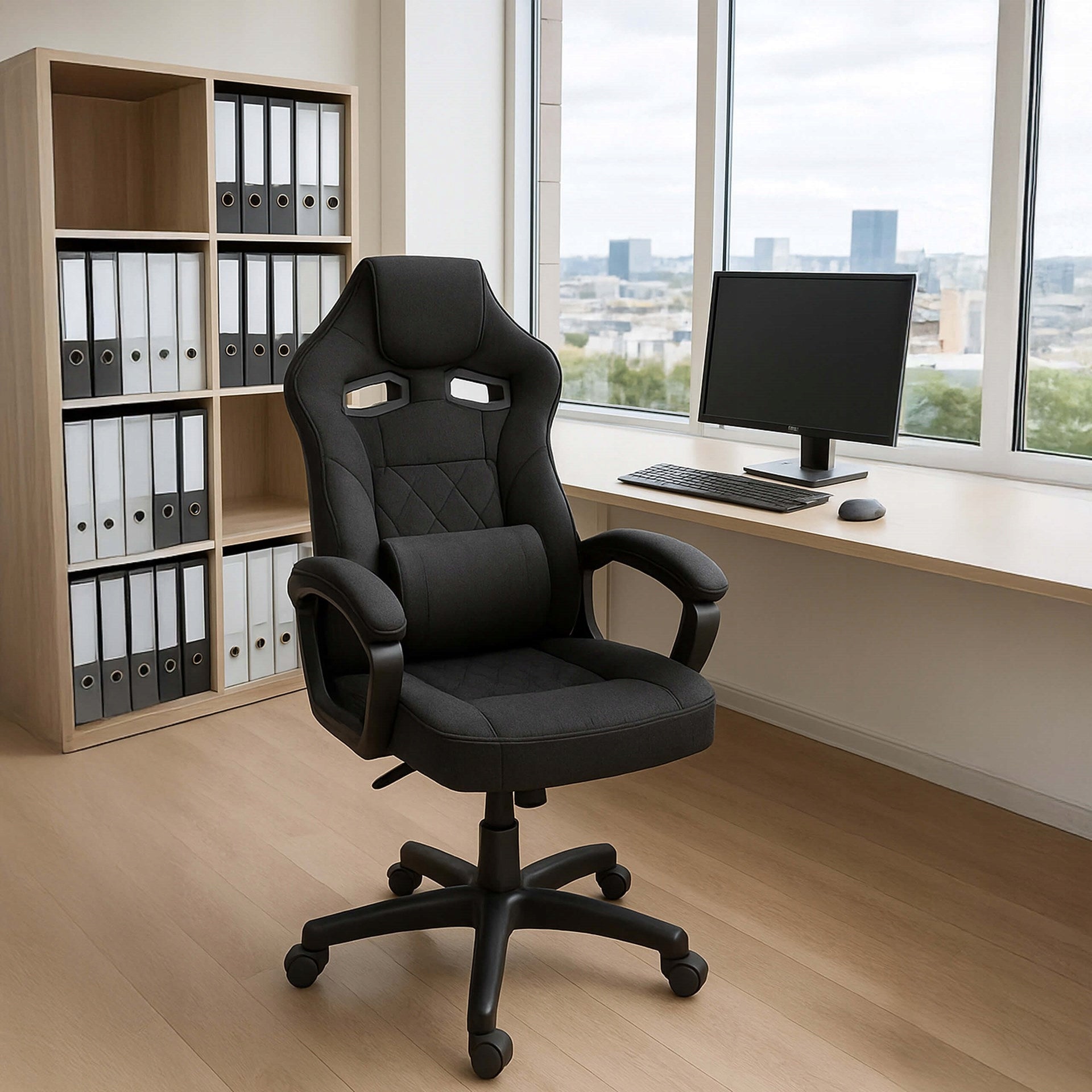 OFFICE GAMING CHAIR SWIVEL ERGONOMIC HEIGHT ADJUSTMENT FABRIC Packaging status original