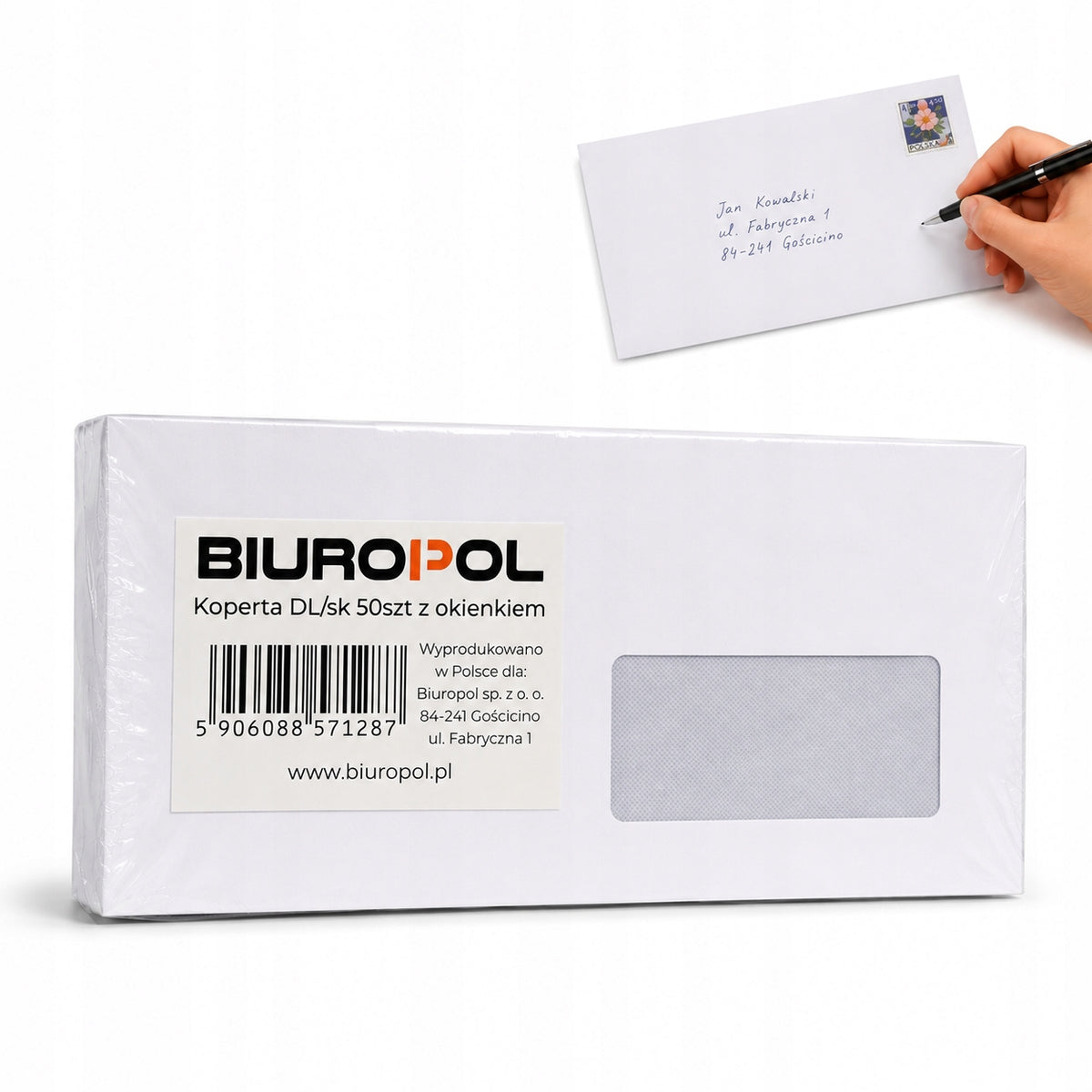 OFFICE MAIL ENVELOPES FOR LETTERS DL SK RIGHT WINDOW WHITE 50PCS OFFICEPOL