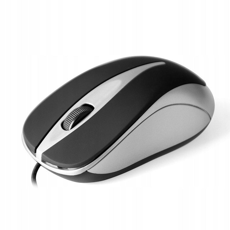 OFFICE MOUSE WIRED OPTICAL COMFORTABLE ERGONOMIC SILVER Packaging status original