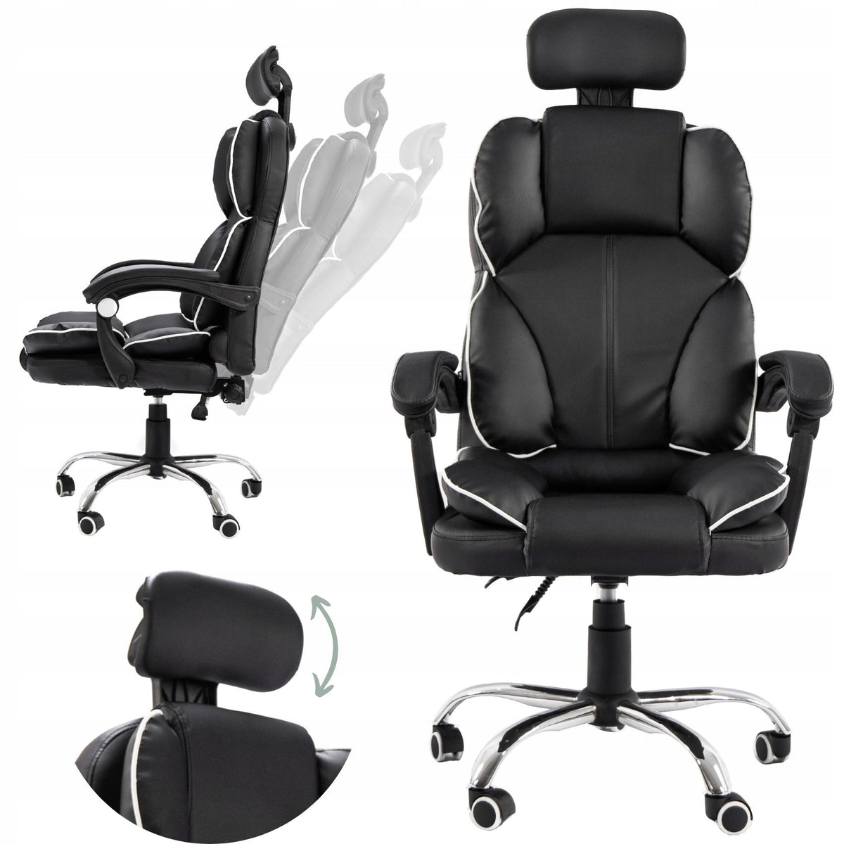 OFFICE SWIVEL CHAIR BLACK SWIVEL CHAIR FOR DESK WITH HEADREST