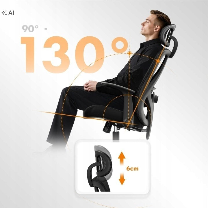 OFFICE SWIVEL CHAIR EGONOMIC ADJUSTABLE BLACK WITH HEADREST SENSE7 Brand Sense7