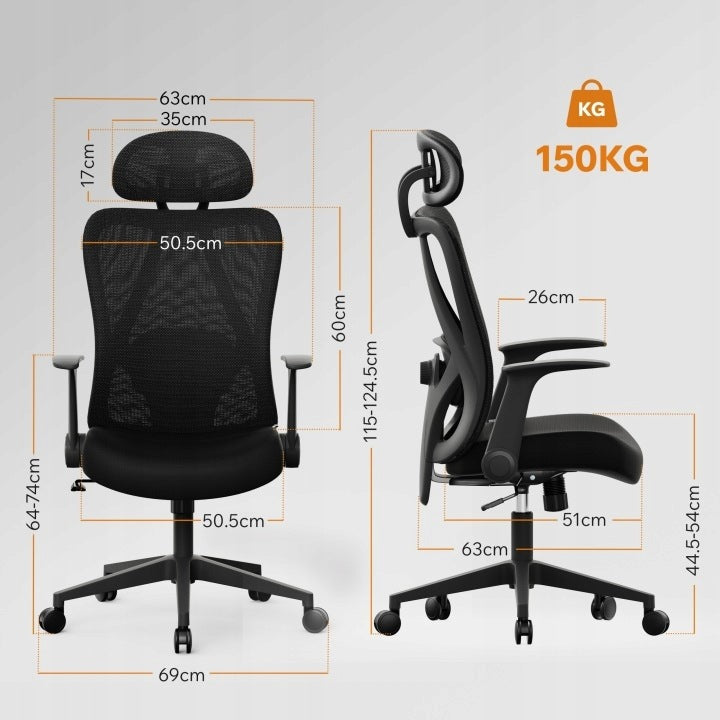 OFFICE SWIVEL CHAIR EGONOMIC ADJUSTABLE BLACK WITH HEADREST SENSE7 Manufacturer code FOTEL BIUROWY OBROTOWY EGONOMICZNY REGULOWANY