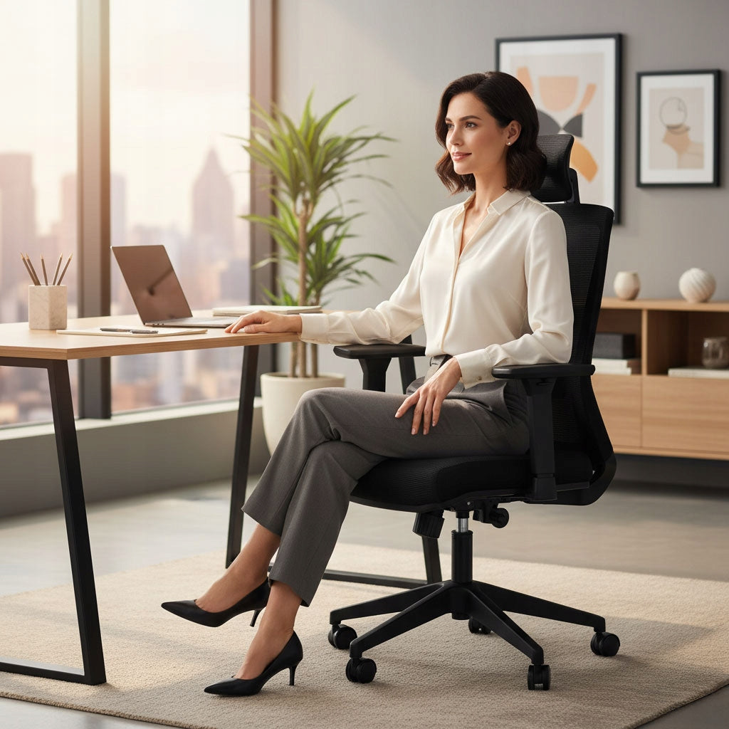OFFICE SWIVEL CHAIR ERGONOMIC ADJUSTABLE BLACK FOR OFFICE Packaging status original