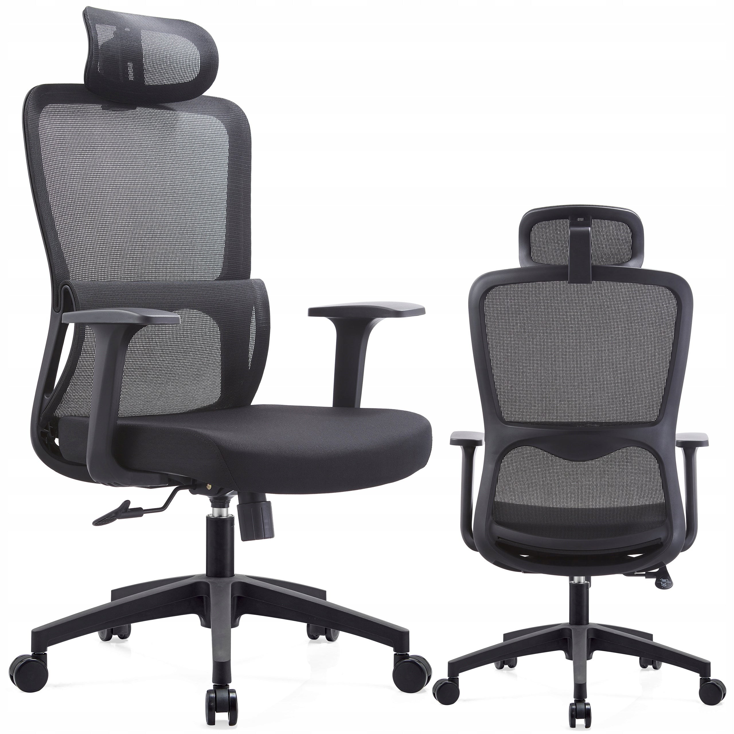 OFFICE SWIVEL CHAIR FOR WORK ERGONOMIC BLACK MATERIAL ADJUSTMENT