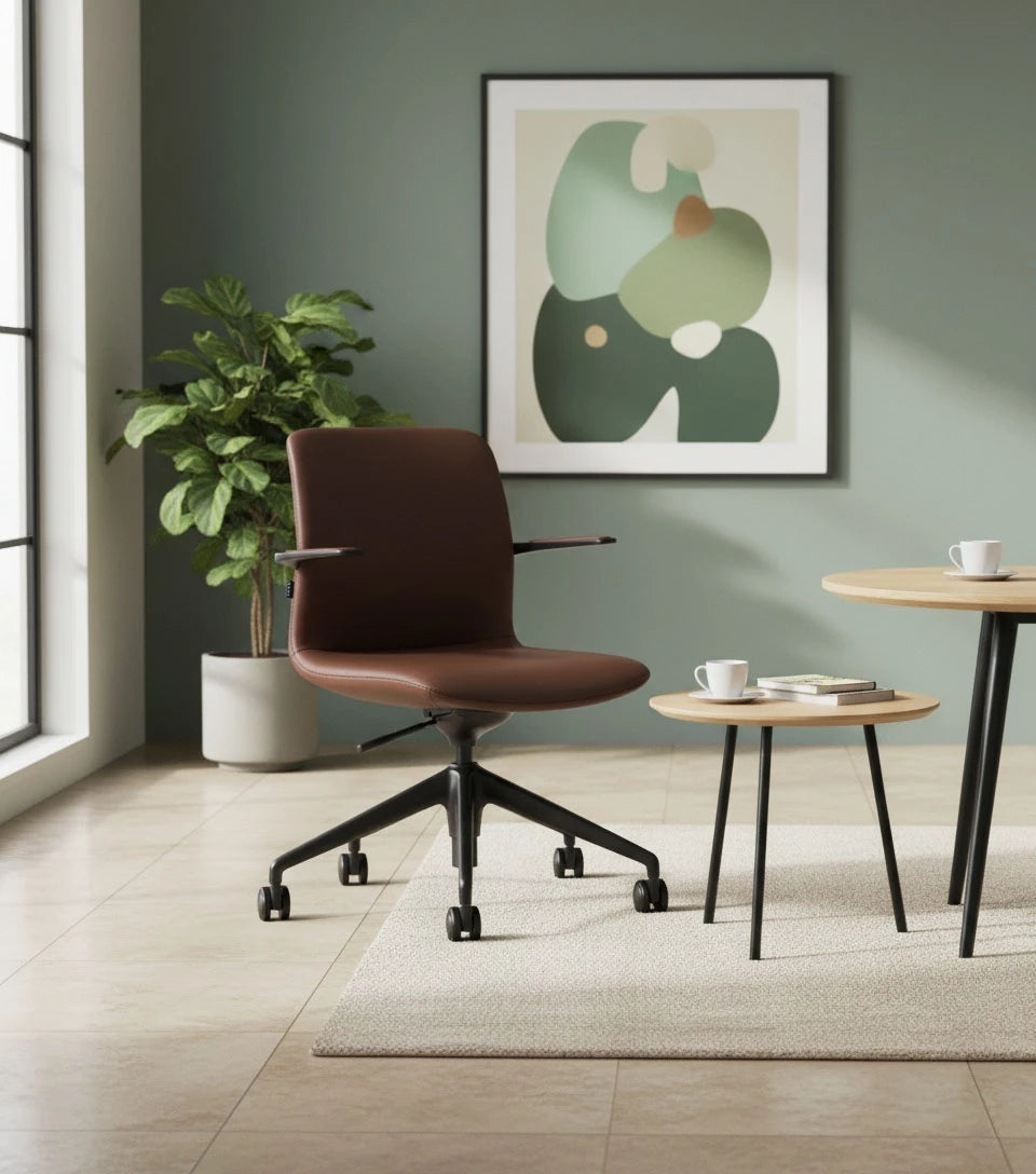 OFFICE SWIVEL CHAIR LUXO BROWN LEATHER CHAIR FOR OFFICE Manufacturer code LX 10BNX-9719
