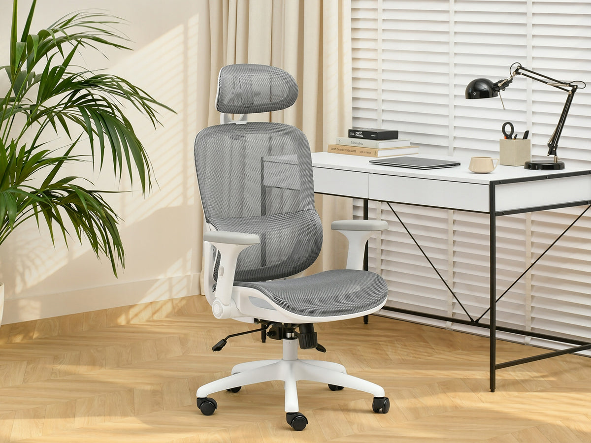 OFFICE SWIVEL CHAIR WITH ADJUSTABLE ARMRESTS BHP GREY MESH IKER WHITE Manufacturer code 5907698698609