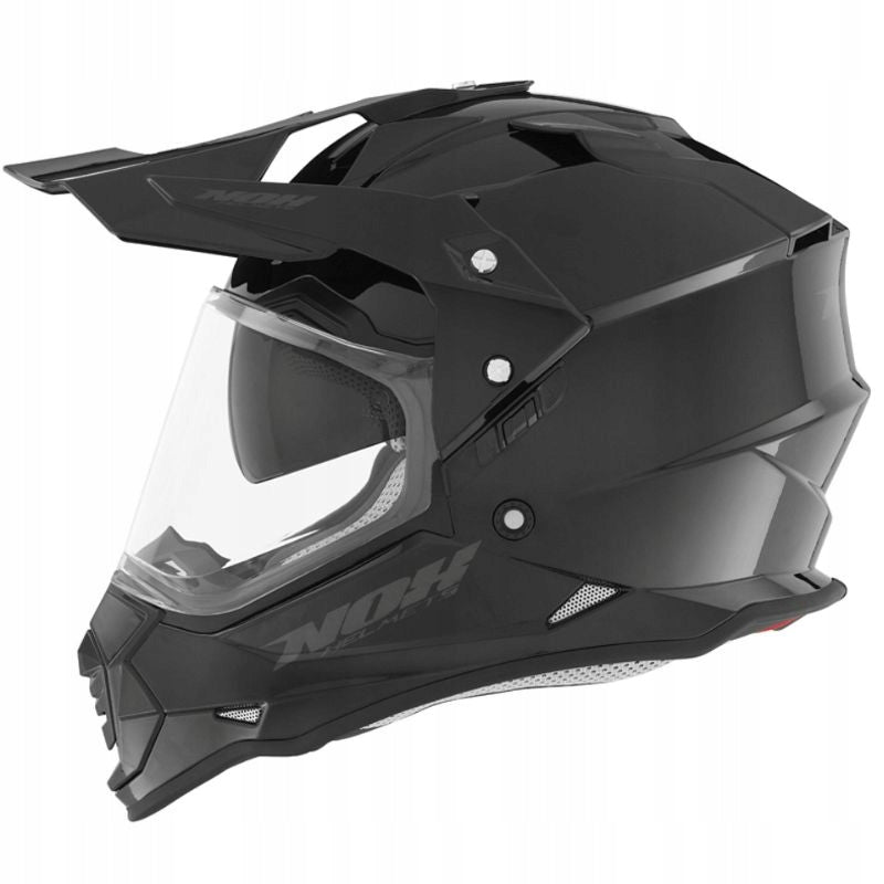OFFROAD QUAD ATV CROS HELMET WITH VISOR NOX DUOSPORT SOLID BLACK GLOSS S