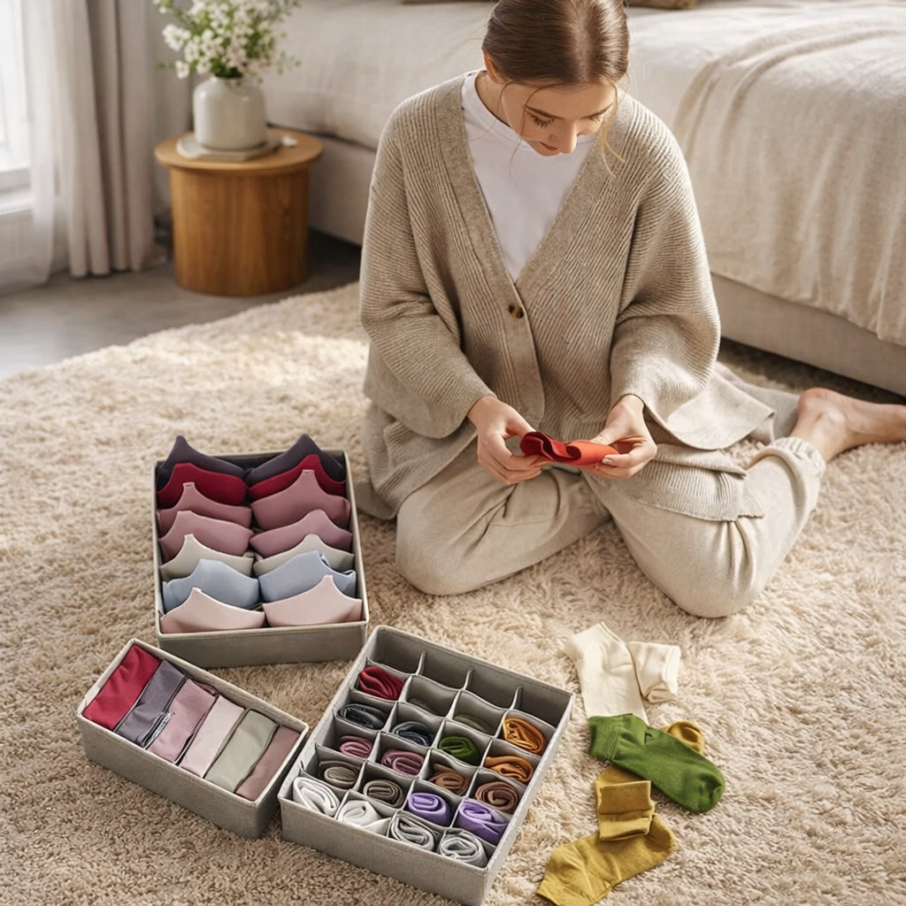 OGRANIZER FOR UNDERWEAR DRAWER CLOTHES ART FUNCTIONAL SET OF 4 Kind drawer organizer